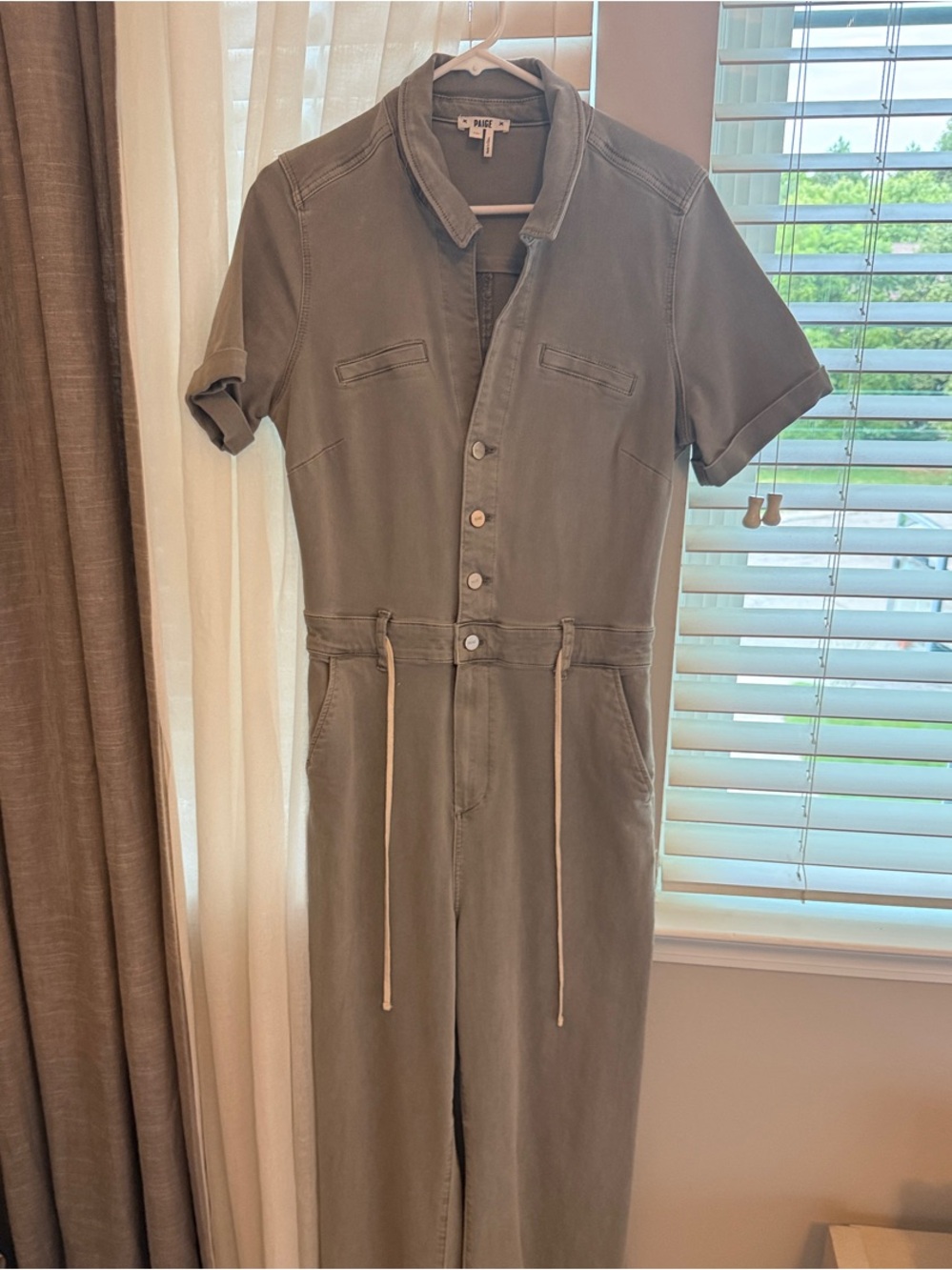 PAIGE Olive Green Short-Sleeve Jumpsuit